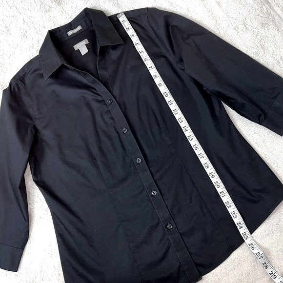 Chico’s Wrinkle Resistant Black 3/4 Sleeve Button Down Shirt - Size 1 (Medium/8) - Picture 5 of 10